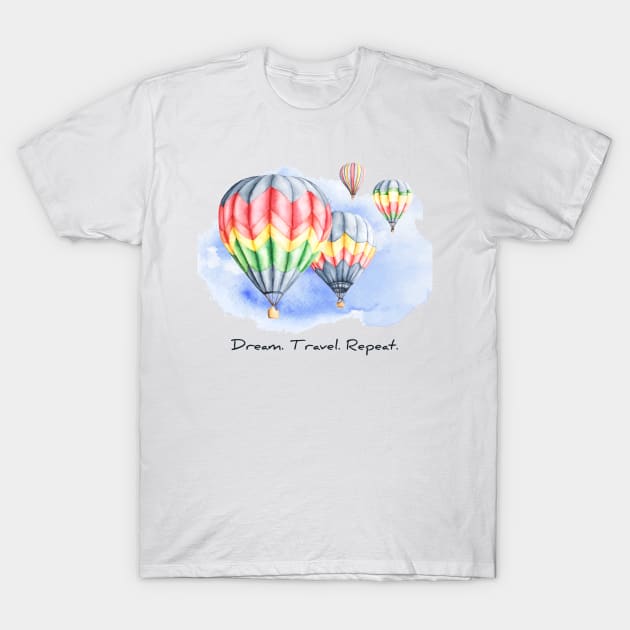 Dream Travel Repeat T-Shirt by Mako Design 